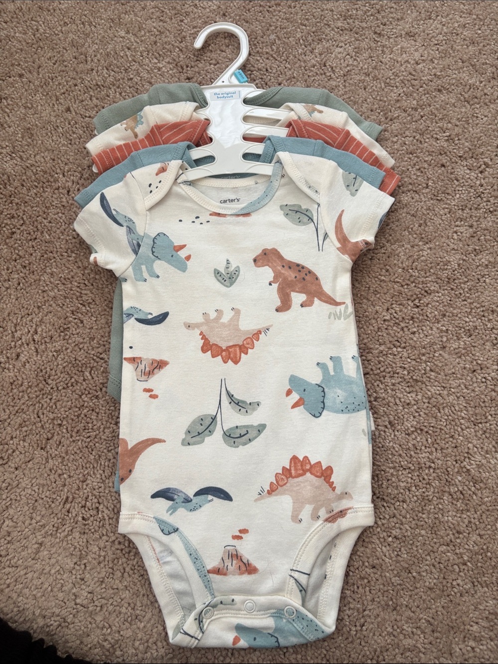 Carter's Baby Dinosaur Print Short-Sleeve One-Piece - Cream/Multi